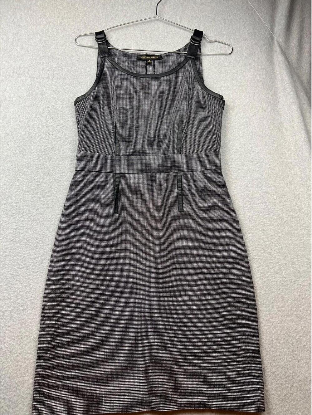 Cynthia Steffe Sheath Dress 4 Womens Career Buckle Sleeve Faux leather Trim
